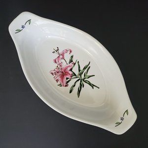 VINTAGE Floral Oval Dish Repurposed Jewellery Tray Dish Pink Lily of the Valley